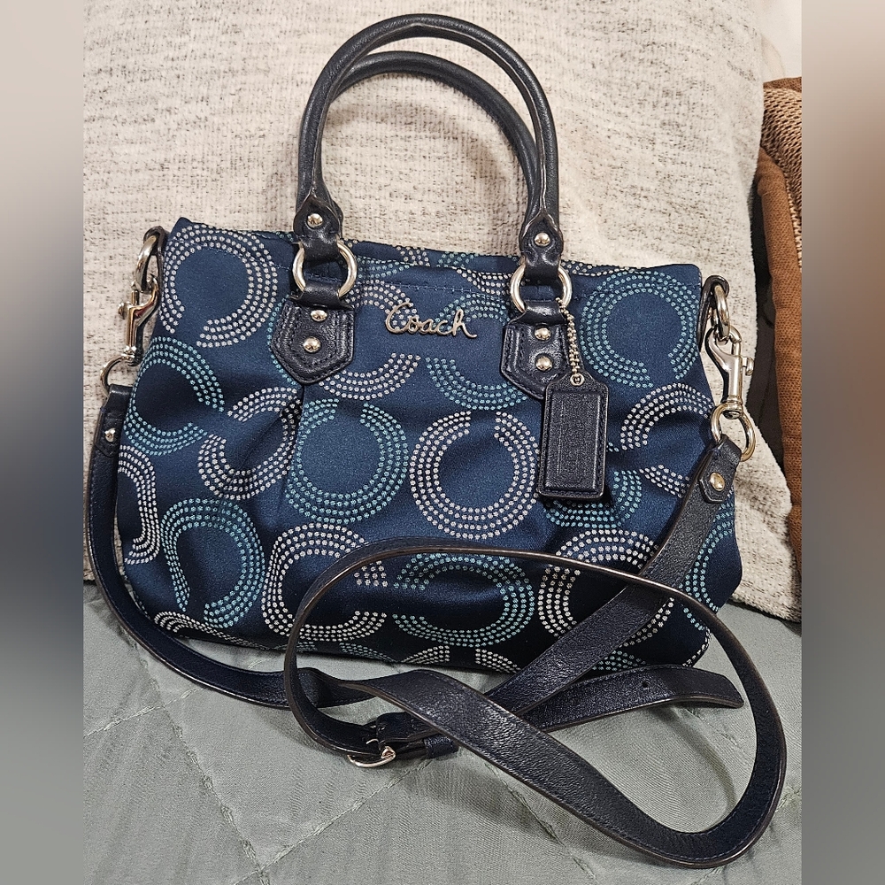 Coach Blue and White Patterned Women's Bag Crossbody Purse